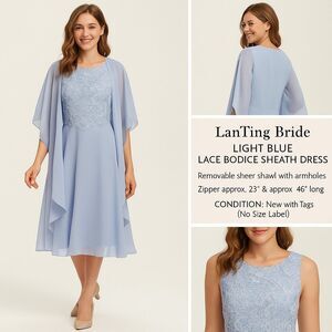 💙 NWT Lanting Bride Formal Dress with Sheer Shawl – Approx. Size Medium